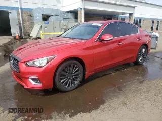 2023 Infiniti Q50 Luxe with VIN JN1EV7BR7PM543122, listed as a Copart auction lot 54122175 with 32,243 mi miles and Salvage title. Bid and sale history available at DreamBid. Image 1.