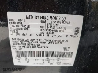 2014 Ford Explorer XLT with VIN 1FM5K8D85EGC27757, listed as a IAAI auction lot 41997381 with 154,397 mi miles. Bid and sale history available at carsss.com. Image 9.