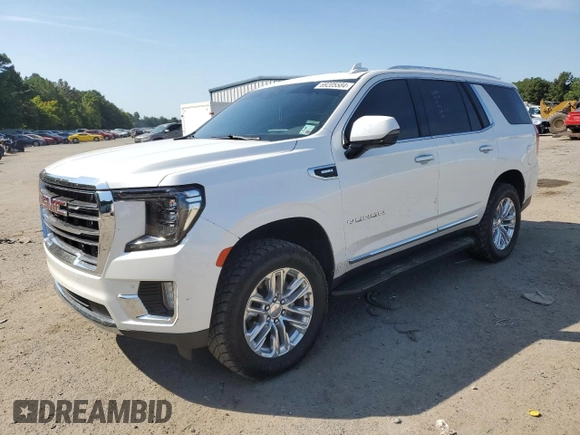 2021 GMC Yukon SLT with VIN 1GKS1BKT0MR425247, listed as a Copart auction lot 69205584 with 72,952 mi miles and Salvage Title. Bid and sale history available at carsss.com. Image 1.