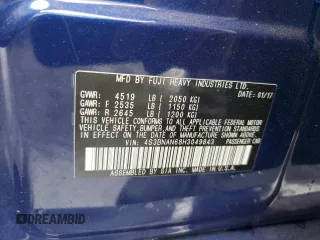 2017 Subaru Legacy Limited with VIN 4S3BNAN68H3049843, listed as a Copart auction lot 55109283 with 72,563 mi miles. Bid and sale history available at carsss.com. Image 12.