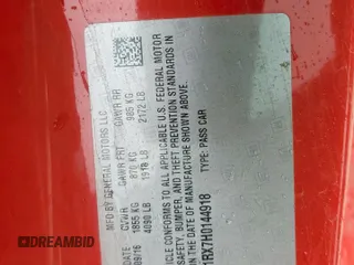 2017 Chevrolet Camaro 1LT z VIN 1G1FB1RX7H0144918, wystawiony jako Copart lot #51923955 z przebiegiem Nie podano mil oraz Szkoda całkowita • Salvage title. Historia ofert i sprzedaży dostępna na DreamBid. Obrazek 12.