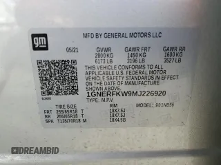 2021 Chevrolet Traverse LS z VIN 1GNERFKW9MJ226920, wystawiony jako Copart lot #53464255 z przebiegiem 75 609 mil mil oraz Szkoda całkowita • Salvage title. Historia ofert i sprzedaży dostępna na DreamBid. Obrazek 13.