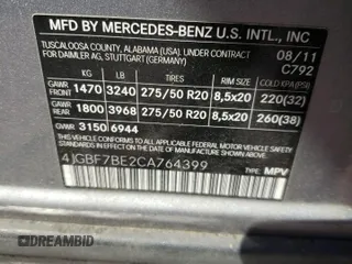 2012 Mercedes-Benz GL-Class GL 450 with VIN 4JGBF7BE2CA764399, listed as a Copart auction lot 55461315 with 174,042 mi miles and Clean Title. Bid and sale history available at carsss.com. Image 14.