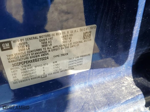 2014 Chevrolet Silverado 1500 Work Truck with VIN 3GCPCPEHXEG270224, listed as a Copart auction lot 76372954 with 133,810 mi miles and Salvage Title. Bid and sale history available at carsss.com. Image 12.