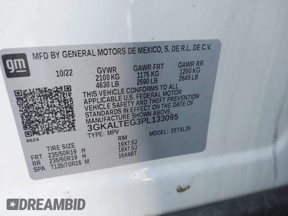 2023 GMC Terrain SLE with VIN 3GKALTEG3PL133095, listed as a IAAI auction lot 41354284 with 36,584 mi miles. Bid and sale history available at carsss.com. Image 9.