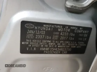 2003 Hyundai Sonata GLS with VIN KMHWF35H43A823730, listed as a Copart auction lot 73930274 with 299,601 mi miles and Non Repairable. Bid and sale history available at carsss.com. Image 12.