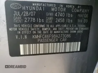 2008 Hyundai Azera Limited with VIN KMHFC46F98A273086, listed as a Copart auction lot 55390925 with 170,726 mi miles and Salvage title. Bid and sale history available at DreamBid. Image 13.