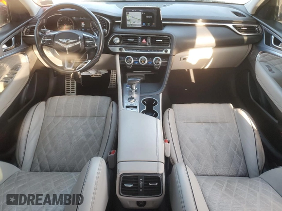 2019 Genesis G70 3.3T Advanced with VIN KMTG34LE2KU016914, listed as a Copart auction lot 51551635 with 56,671 mi miles and Salvage Title. Bid and sale history available at carsss.com. Image 8.