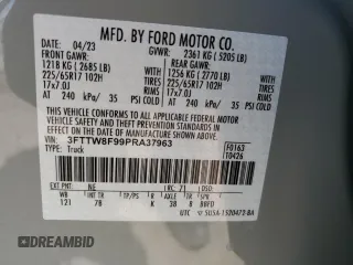 2023 Ford Maverick XL с VIN 3FTTW8F99PRA37963, выставлен на аукционе Copart как лот 53978275 с пробегом 40 957 миль миль и Списание • Salvage title. История ставок и продаж доступна на DreamBid. Изображение 13.