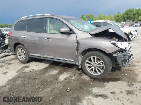 2014 Nissan Pathfinder S with VIN 5N1AR2MMXEC625185, listed as a Copart auction lot 60523805 with Not provided miles and Salvage title. Bid and sale history available at DreamBid. Image 4.