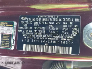 2021 Kia Telluride LX z VIN 5XYP24HC8MG146502, wystawiony jako IAAI lot #41936276 z przebiegiem 94 820 mil mil oraz . Historia ofert i sprzedaży dostępna na DreamBid. Obrazek 9.
