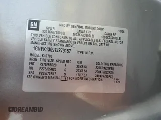 2007 Chevrolet Tahoe LTZ z VIN 1GNFK13097J279157, wystawiony jako Copart lot #48829195 z przebiegiem 281 617 mil mil oraz Czysty tytuł • Clean title. Historia ofert i sprzedaży dostępna na DreamBid. Obrazek 13.