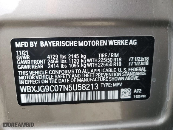 2022 BMW X1 xDrive28i with VIN WBXJG9C07N5U58213, listed as a Copart auction lot 86576204 with 25,890 mi miles and Salvage Title. Bid and sale history available at carsss.com. Image 13.