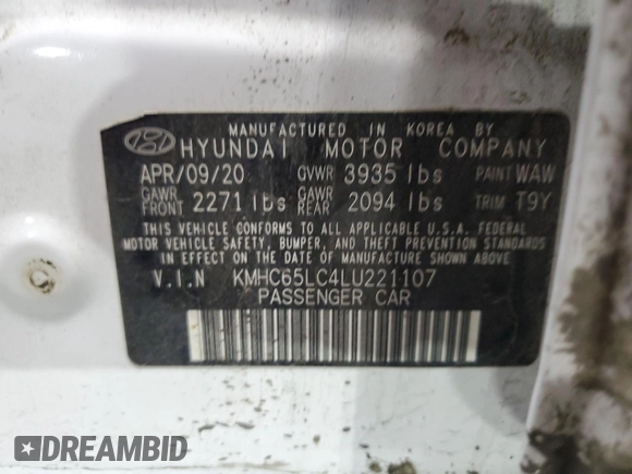 2020 Hyundai Ioniq Blue with VIN KMHC65LC4LU221107, listed as a Copart auction lot 57318345 with 141,031 mi miles and Salvage title. Bid and sale history available at DreamBid. Image 12.