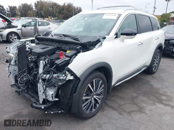 2025 Infiniti QX60 Sensory with VIN 5N1AL1GS6SC330036, listed as a IAAI auction lot 42193990 with 5,403 mi miles and . Bid and sale history available at DreamBid. Image 2.
