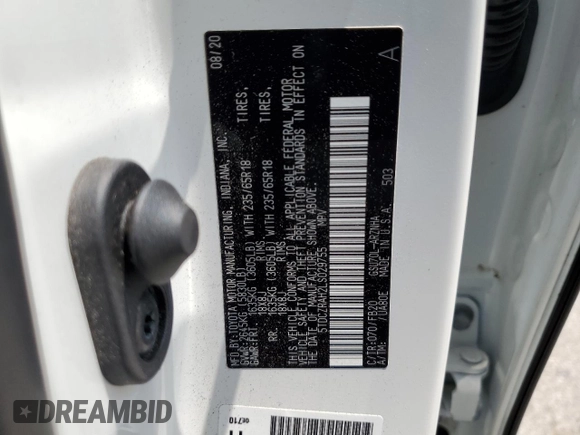 2020 Toyota Highlander L with VIN 5TDCZRAH2LS029755, listed as a Copart auction lot 57993075 with 68,511 mi miles and Non repairable. Bid and sale history available at DreamBid. Image 13.