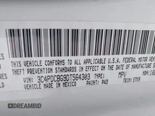 2013 Dodge Journey SXT with VIN 3C4PDCBG9DT564303, listed as a IAAI auction lot 41954764 with 132,125 mi miles. Bid and sale history available at carsss.com. Image 9.