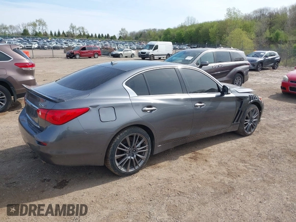 2016 Infiniti Q50 3.0t Red Sport 400 with VIN JN1FV7AR8GM451720, listed as a IAAI auction lot 42163857 with 122,158 mi miles. Bid and sale history available at carsss.com. Image 4.