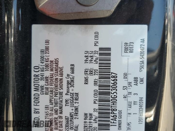 2016 Ford Mustang EcoBoost with VIN 1FA6P8TH0G5306687, listed as a Copart auction lot 59887715 with 60,378 mi miles and Salvage title. Bid and sale history available at DreamBid. Image 12.