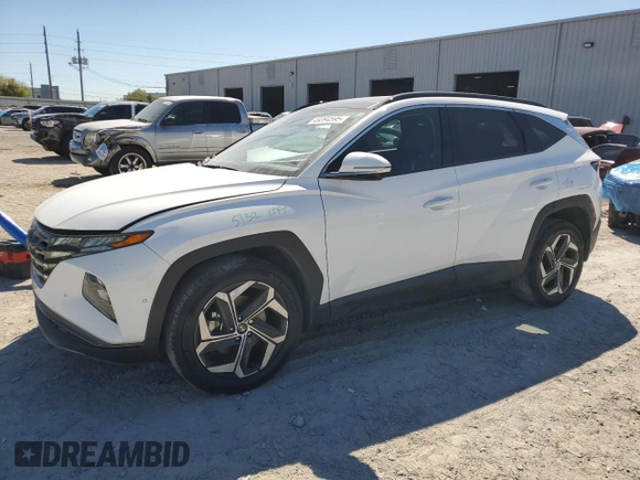 2023 Hyundai Tucson Limited with VIN 5NMJECAE2PH249024, listed as a Copart auction lot 49394595 with 43,451 mi miles and Salvage Title. Bid and sale history available at carsss.com. Image 1.