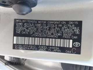 2015 Toyota Prius Four with VIN JTDKN3DU5F0448042, listed as a IAAI auction lot 41997701 with 180,314 mi miles. Bid and sale history available at carsss.com. Image 9.