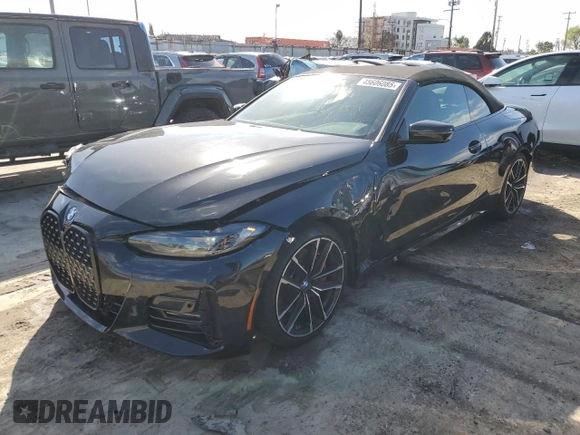 2023 BMW 4 Series 430i with VIN WBA23AT02PCL61138, listed as a Copart auction lot 45606085 with 18,698 mi miles and Salvage title. Bid and sale history available at DreamBid. Image 1.