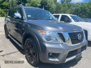 2018 Nissan Armada Platinum z VIN JN8AY2NE5J9732XXX, wystawiony jako Copart lot #62007395 z przebiegiem 149 308 mil mil oraz Czysty tytuł • Clean title. Historia ofert i sprzedaży dostępna na DreamBid. Obrazek 1.