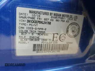 2017 Nissan Micra S z VIN 3N1CK3CP0HL241768, wystawiony jako Copart lot #75488284 z przebiegiem 84 912 mil mil oraz Szkody całkowita. Historia ofert i sprzedaży dostępna na DreamBid. Obrazek 13.