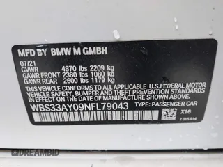 2022 BMW M3 Competition z VIN WBS33AY09NFL79043, wystawiony jako IAAI lot #42180934 z przebiegiem 31 837 mil mil oraz . Historia ofert i sprzedaży dostępna na DreamBid. Obrazek 9.