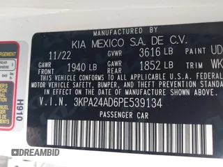 2023 Kia Rio LX z VIN 3KPA24AD6PE539134, wystawiony jako IAAI lot #41519326 z przebiegiem 39 925 mil mil oraz . Historia ofert i sprzedaży dostępna na DreamBid. Obrazek 9.