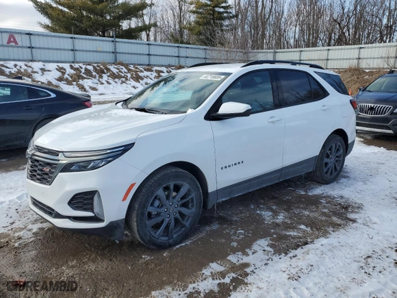2022 Chevrolet Equinox RS with VIN 3GNAXMEV0NS229250, listed as a Copart auction lot 44718605 with 34,693 mi miles and Salvage Title. Bid and sale history available at carsss.com. Image 1.