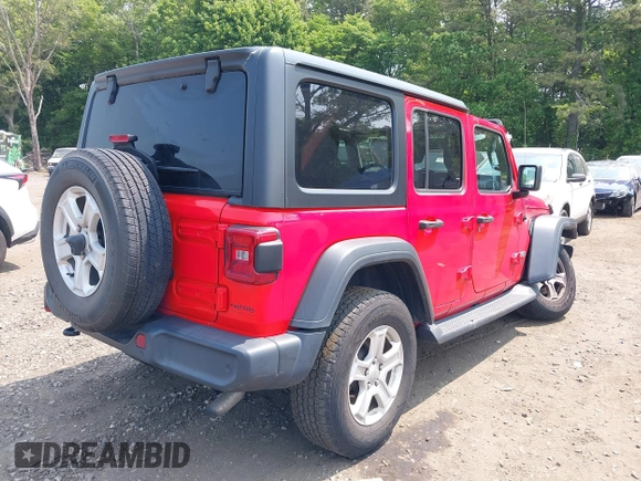 2020 Jeep Wrangler Unlimited Sport S with VIN 1C4HJXDN8LW122928, listed as a IAAI auction lot 42430099 with 58,454 mi miles and . Bid and sale history available at DreamBid. Image 4.