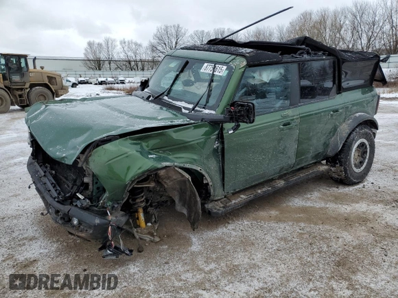 2023 Ford Bronco с VIN 1FMEE5DP7PLB60568, выставлен на аукционе Copart как лот 87751615 с пробегом 25 681 миль миль и На запчасти • Non repairable. История ставок и продаж доступна на DreamBid. Изображение 1.