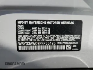 2023 BMW i4 M50 z VIN WBY33AW07PFP55475, wystawiony jako Copart lot #66895773 z przebiegiem Nie podano mil oraz . Historia ofert i sprzedaży dostępna na DreamBid. Obrazek 12.