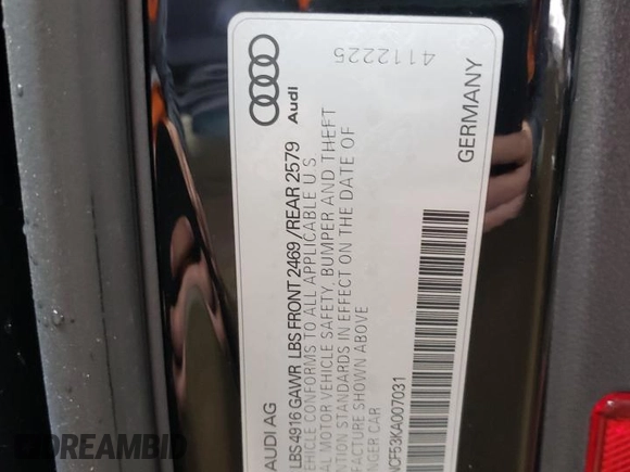 2019 Audi A5 Sportback Premium Plus with VIN WAUENCF53KA007031, listed as a Copart auction lot 43789944 with 66,169 mi miles. Bid and sale history available at carsss.com. Image 12.