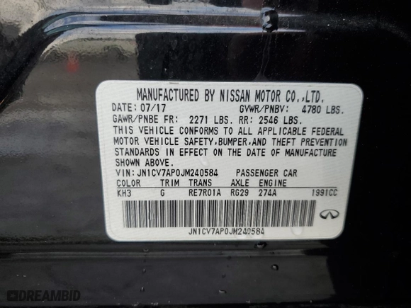 2018 Infiniti Q50 2.0t LUXE with VIN JN1CV7AP0JM240584, listed as a Copart auction lot 80449644 with NaN miles and Salvage Title. Bid and sale history available at carsss.com. Image 12.