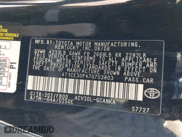 2007 Toyota Solara SE с VIN 4T1CE30P47U753803, выставлен на аукционе IAAI как лот 41371549 с пробегом 153 016 миль миль и . История ставок и продаж доступна на DreamBid. Изображение 9.