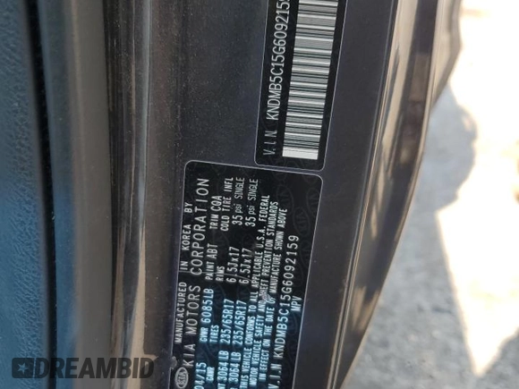2016 Kia Sedona LX with VIN KNDMB5C15G6092159, listed as a Copart auction lot 67584274 with 143,102 mi miles and Salvage Title. Bid and sale history available at DreamBid. Image 15.