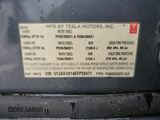 2014 Tesla Model S 60 with VIN 5YJSA1H14EFP28471, listed as a Copart auction lot 64928534 with 99,442 mi miles and Clean Title. Bid and sale history available at DreamBid. Image 12.