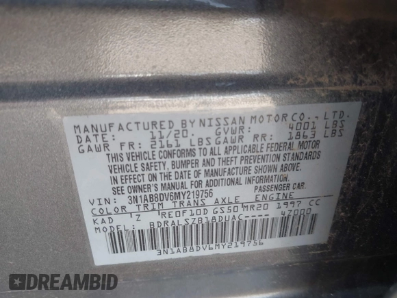 2021 Nissan Sentra SR z VIN 3N1AB8DV6MY219756, wystawiony jako IAAI lot #42257180 z przebiegiem 55 867 mil mil oraz . Historia ofert i sprzedaży dostępna na DreamBid. Obrazek 9.