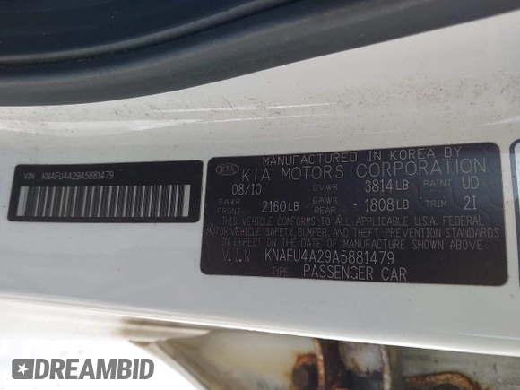 2010 Kia Forte EX z VIN KNAFU4A29A5881479, wystawiony jako IAAI lot #41618116 z przebiegiem 173 794 mil mil oraz . Historia ofert i sprzedaży dostępna na DreamBid. Obrazek 9.