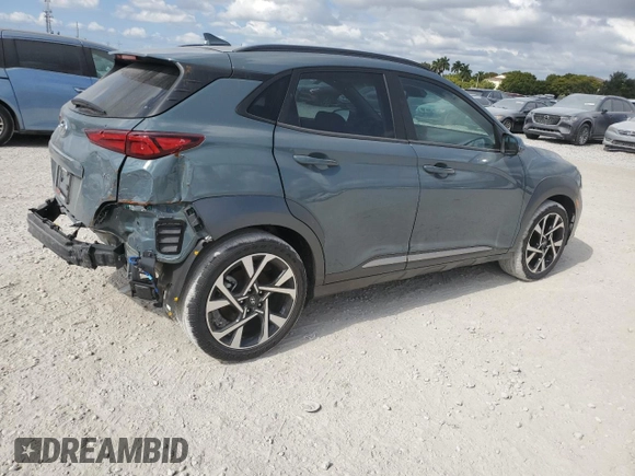 2022 Hyundai Kona Limited with VIN KM8K53A34NU805516, listed as a Copart auction lot 80273864 with 25,249 mi miles and Salvage Title. Bid and sale history available at carsss.com. Image 3.