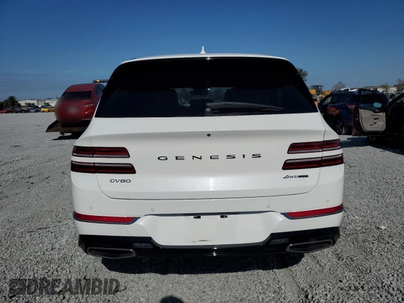 2021 Genesis GV80 with VIN KMUHCESC0MU054263, listed as a Copart auction lot 85953934 with 28,735 mi miles and Salvage Title. Bid and sale history available at DreamBid. Image 6.