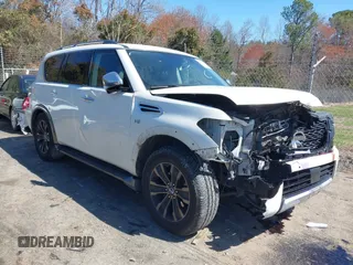 2018 Nissan Armada Platinum with VIN JN8AY2NE4J9735109, listed as a IAAI auction lot 41805637 with 186,219 mi miles. Bid and sale history available at carsss.com. Image 1.