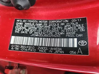 2011 Toyota Prius I with VIN JTDKN3DU8B0294243, listed as a Copart auction lot 56289635 with 223,997 mi miles and Clean Title. Bid and sale history available at DreamBid. Image 10.