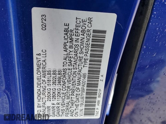 2023 Acura TLX Type S w/Performance Tire with VIN 19UUB7F99PA001485, listed as a Copart auction lot 43048695 with 31,953 mi miles and Salvage Title. Bid and sale history available at carsss.com. Image 13.