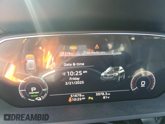 2022 Audi e-tron Premium with VIN WA1AAAGE6NB011258, listed as a Copart auction lot 45990135 with 51,679 mi miles and Salvage Title. Bid and sale history available at DreamBid. Image 9.