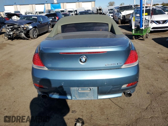 2004 BMW 6 Series 645Ci with VIN WBAEK73414B321348, listed as a Copart auction lot 75746084 with 0 mi miles and Clean Title. Bid and sale history available at carsss.com. Image 6.