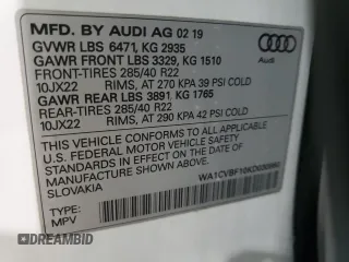 2019 Audi Q8 Prestige z VIN WA1CVBF10KD030860, wystawiony jako Copart lot #71538282 z przebiegiem 59 859 mil mil oraz . Historia ofert i sprzedaży dostępna na DreamBid. Obrazek 12.