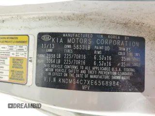 2014 Kia Sedona LX with VIN KNDMG4C7XE6568984, listed as a Copart auction lot 72387984 with 212,145 mi miles and Salvage Title. Bid and sale history available at carsss.com. Image 13.
